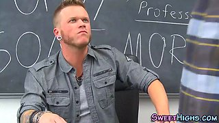 Uniform teen jizz facialed