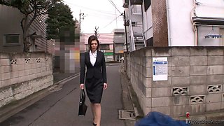 This chick is hot even in office dress clothes and she masturbates like mad