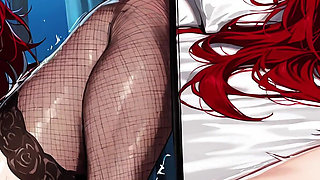 MILF Dominates Hentai Lesbian Frenzy: Red-haired Vixen and Bald Babe's Wet, Wild Ride!