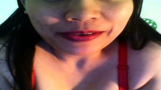 Big Tits Filipina Camgirl Masturbates and Sucks Dildo