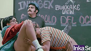 Sex school lesssion: latina girl with twintails gets pounded doggystyle