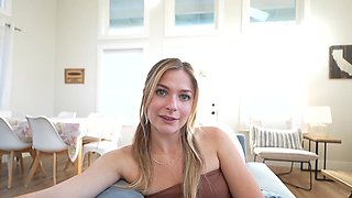 Blonde gets fucked after some dirty talks