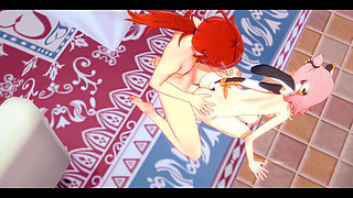 Genshin Impact Hentai - Diluc and Diona Blowjob and Fucking Doggy Style with Creampie - Japanese Asian Manga Anime Film Game Por