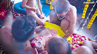 Indian wife's first unforgettable gangbang experience with four husbands