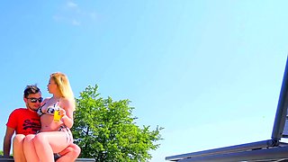 Risky public screw for cheating housewife and her college