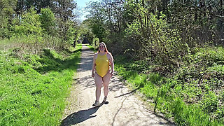 enjoying the good weather in a new swimsuit