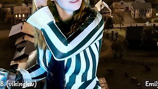 Amateur redhead Jacqueline with glasses masturbates