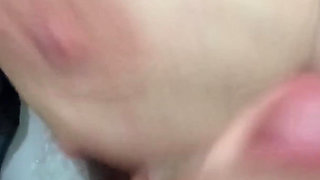 Fucked a sweet MILF in the bathroom and cum on her huge boobs