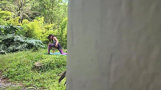 I see this hot latina girl enjoying her yoga in a public park and offer her a quick sex. She agrees!