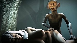 Gollum finds a slut in the forest and fucks her