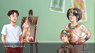 Summertime saga sex with two hot sexy milfs