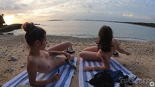 Day On The Beach With Josie And Sofie Skinny Dipping And Enjoying Being Nude Outdoors For Sunset