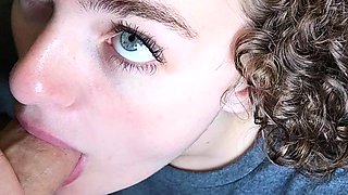 Nice amateur gf blowjob until huge cumshot
