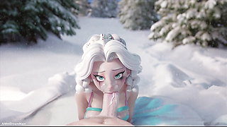 The Cold Never Bothered Me Anyway Kristoff. Elsa Giving A Cheating Blowjob In The Snow.