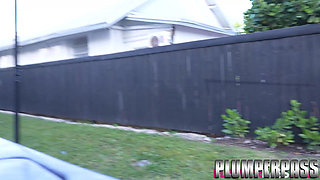 MILF BBW O Mya Fucked by BBC in Backyard Jacuzzi