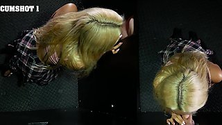 Gia Dibella gets her big tits rubbed through a glory hole
