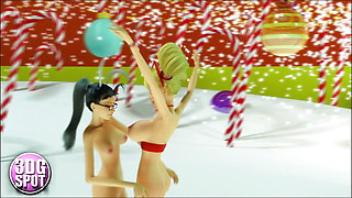 3DGSPOT - XXXmas Bimbo Dancers Shake Their Big Tits! 3D ANIMATION!