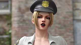 Police Officer Rachel Gives Blowjob (Animation With Sound)