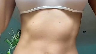 Glamour babe with big boobs masturbates in lingerie