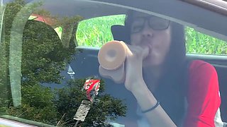 I Got Horny While Driving So I Stop To Fuck My Dildo In The Car For A Bit With Viva Athena