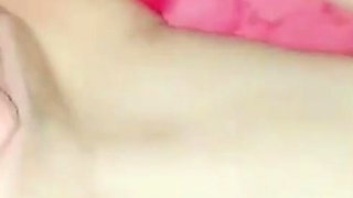 Busty curly brunette with big boobs fucks on couch
