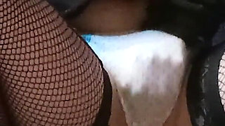 In Stockings, I Masturbate My Pussy Through My Panties, Smell My Dirty Panties, and Lick My Knees with My Tongue (fetish Video)