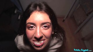 Watch this Russian housewife with tiny ass and tight pussy lips get pounded hard in public by a big cock