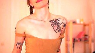 Cute curly brunette solo webcam masturbation