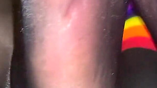 I Fuck My Pussy in Black Pantyhose and a Huge Dildo