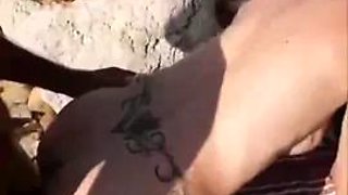 Horny mature blonde fucked by three random guys on the beach live at sexycamx.com: Porn
