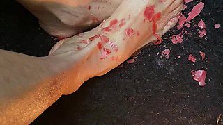Really Nice Tiny Feet with Red Long Toes with Candle Wax