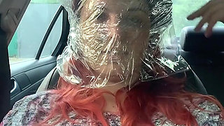 Plastic Wrap Breathplay in Car Outdoor