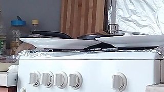 Sexy Stepmom Naked in the Kitchen, Latina Hairy Pussy, Big Tits, Big Ass