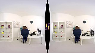 Office Blues - Big Tits Brunette Solo Striptease