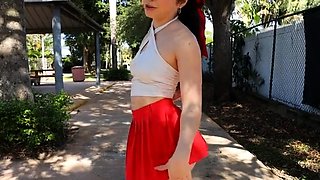 Sexy blonde babe Vega Vixen hot solo masturbation outdoors