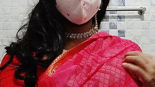 Red Saree Crossdresser: Anushka