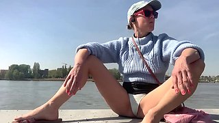 Hot MILF Lolacam Flashes Panties in Spring - Outdoor Exhibitionist Fun