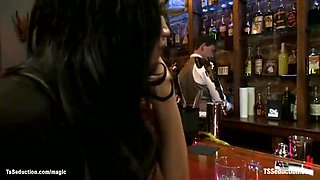 Big Cock Asian Shemale Fucks Bartender