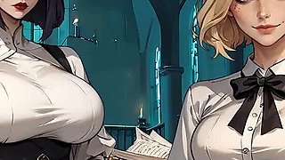 College of Mysteria: Boyfriend Jerking off and Watch His Girl Sucking of the Dorm Master They Made Her a Cum Slut - Episode 8