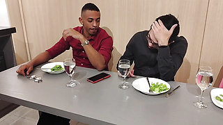 Cuckold Is Distracted Closing Deals While I Get Under the Table to Suck My Partner's Cock