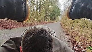 Slave Cleaning My Ass Outdoors