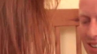 Gorgeous babes sucking and riding big cock in casting threesome