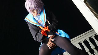 Yuki nagato cosplay With striped panties: Solo, Japanese  Fetish Porn