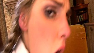 Sexy blonde teen blowjob and gangbanged then creampied