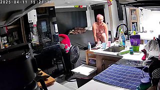 House wife decided to clean the house...naked caught on cam