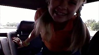 Little Summer nipples playing and sucks on car