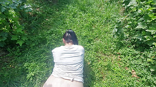 German milf gets her holes stuffed while berry picking and leaks completely