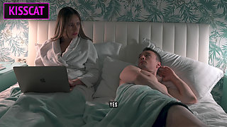 S2e5: Step Mom Helps to Cum Step Son in Share Bed While Working Till Get Pussy Creampie and Facial