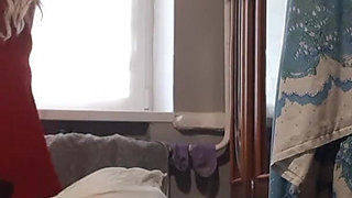 Blonde Stepmom Seduces Redhead Stepdaughter and Fucks Her While Her Husband Takes a Shower