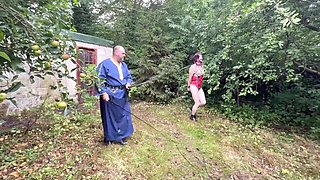 : Lanista Bear Takes His Pony Allegro For Training In The Garden